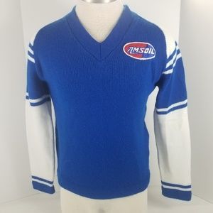 Vintage Amsoil Oil Logo Patch Sweater Blue Mens M